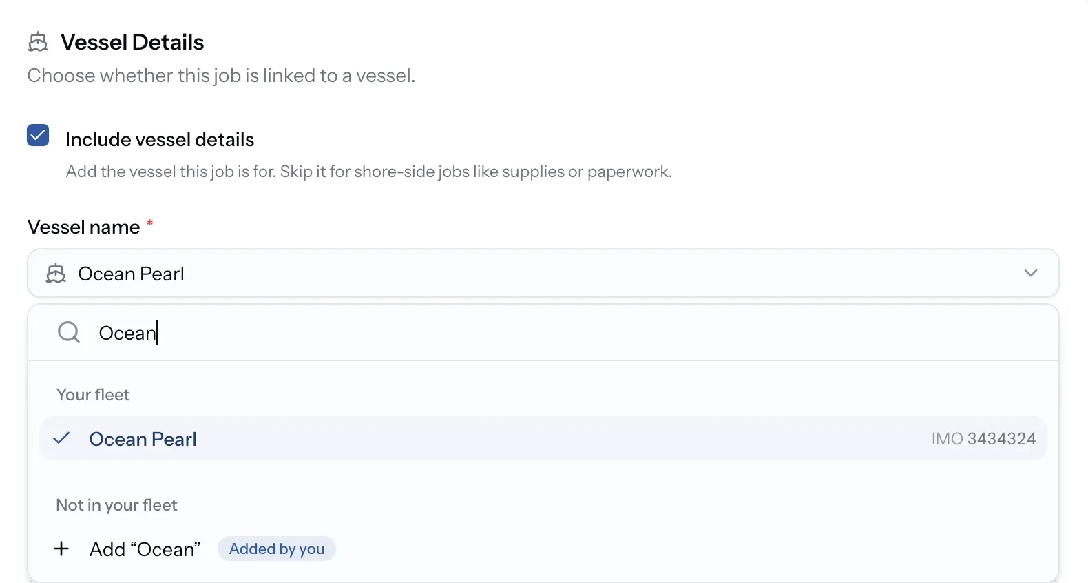 Vessel Details with Include vessel details turned on